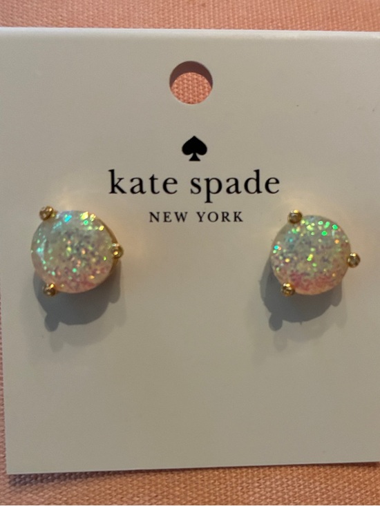 kate spade Jewelry - kate spade Iridescent Glitter Stud Earrings - Pink & pear Sparkle Gold Tone